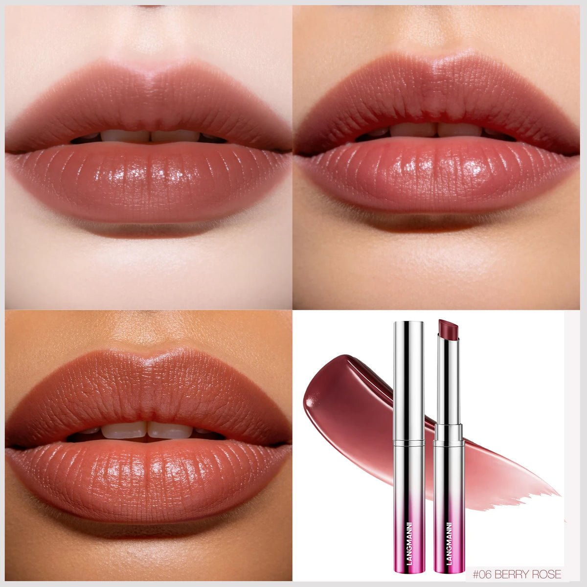 LANGMANNI 6 Colors Honey Pink Lipstick Waterproof Not Fading Sexy Nude Brown Lip Tint for Women Make Up Solid Lip Gloss Cosmetic
