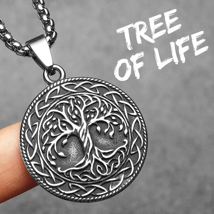 Double Side Tree of Life Men Necklaces With Pendant Stainless Steel Jewelry For Male Women Punk Accessories Gifts Wholesale