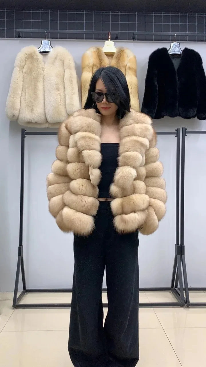 Winter High-End Young Women's Fox Fur Coat Colorful Sable Genuine Finland Imported Jacket 2025 Style for Fashionable Ladies