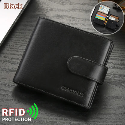 Compact genuine leather wallet, top-grain cowhide wallet with multiple card slots, RFID protection | Kimlud Premium Shirt