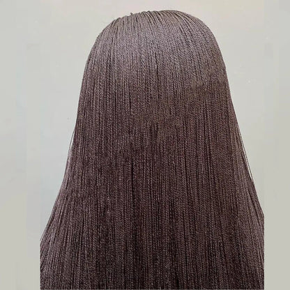 Black 26-Inch Lace Front Micro Twist Braided Wig for Women Glueless Nano Twist Braid Wigs Ready to Ship