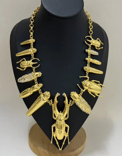 Exaggerated Women's Chunky Choker Alloy Bug Insect Charms Necklace Fashion Brand Statement Jewelry Boutique Chain...