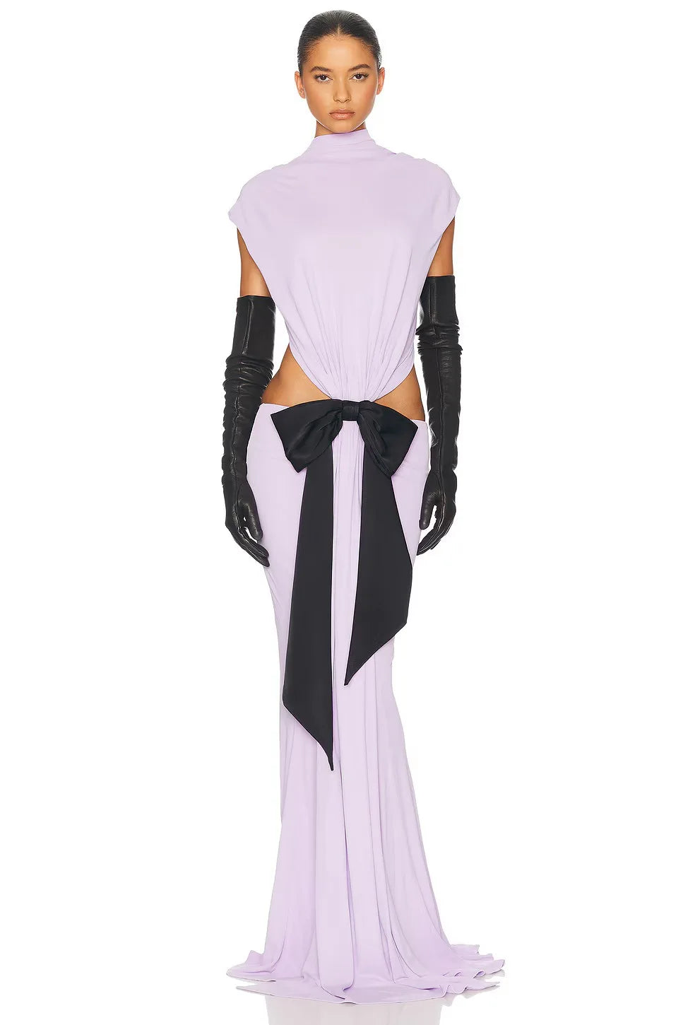 Sexy Elegant Backless Bow Lace Up Maxi Dress Women Sleeveless Hollow Out Party Evening Long Dresses White Purple Robes