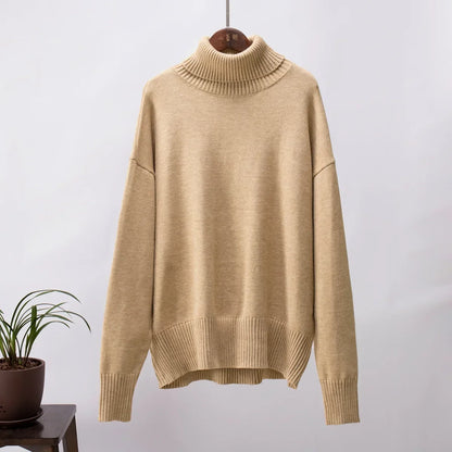 2024 Autumn and Winter New Thick Cashmere Sweater Women High Neck Pullover Sweater Warm Loose Knitted Base Sweater Jacket Tops