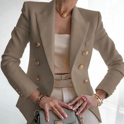 Women's Small Blazer Jacket 2025 Spring Autumn Casual Office Elegant Ladies Suit Coat High-end Double-breasted Lady Outerwear