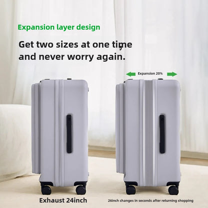 Front Opening Multi-Functional Suitcase Business Wide Trolley Luggage ABS+PC Large-capacity Password Box Travel Trolley Case