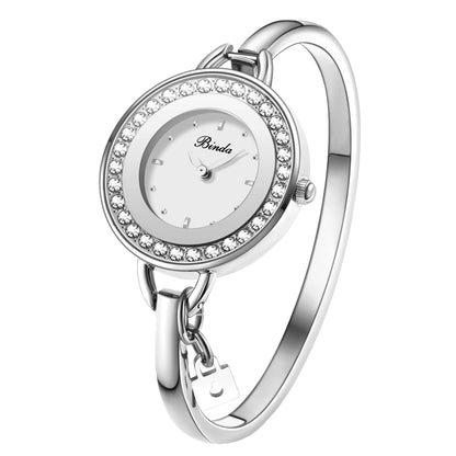 Binda Women’s Elegant Waterproof Quartz Watch – Rainbow Gold Stainless Steel Bracelet, Round Delicate Dial | Kimlud Mid...