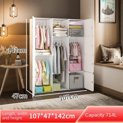 New Style Collapsible Bedroom Furniture Assemble Wardrobe Plastic Durable Clothes Cabinets Simplicity Large Space Storage Locker - Kimlud