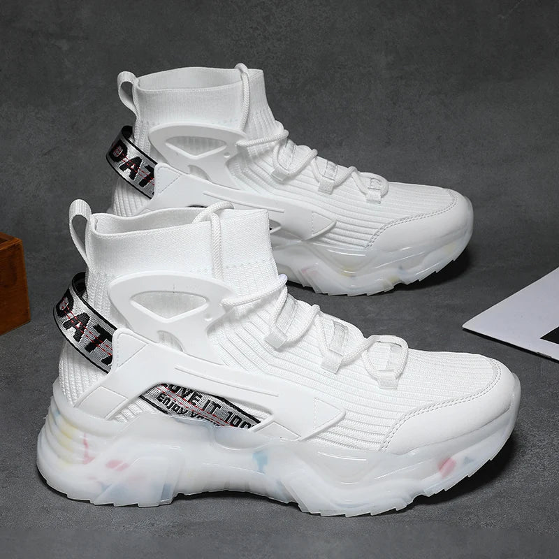 Men Running Shoes High-top Mesh Breathable Surface Comfortable Sneakers Spring Cushioning Non-Slip Socks Sport Shoes for Man