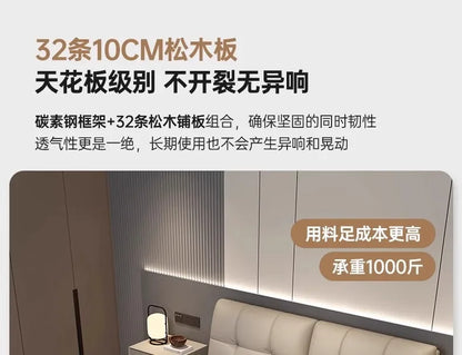 Storage Leather Double Bed Modern Minimalist Frame Luxury Double Bed Cheap Storage Camas Matrimoniales Bedroom Furniture...