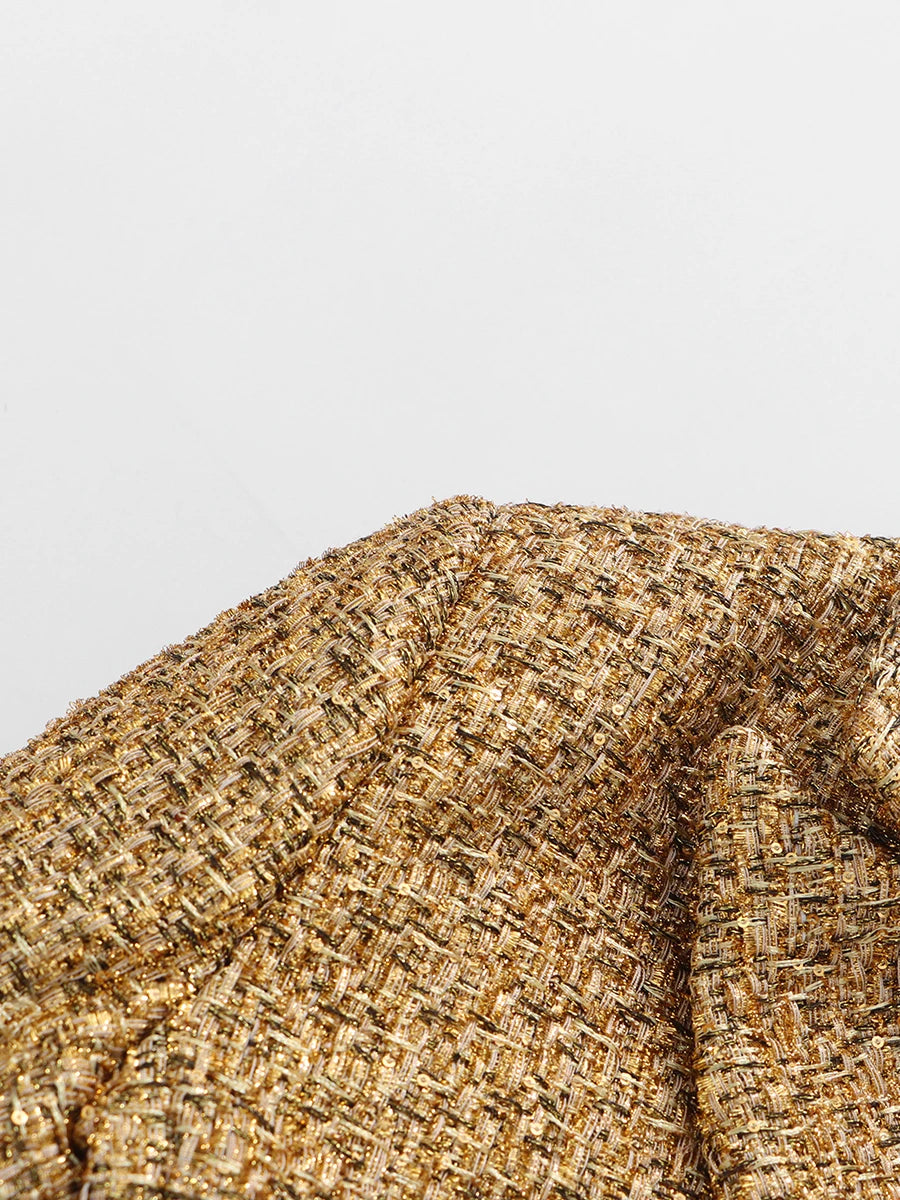 TWOTWINSTYLE Slimming Spliced Sequins Temperament Coats for Women Lapel Long Sleeves Tunic Patchwork Double Breasted Coat Female - Kimlud