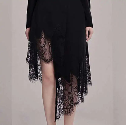 DEAT Fashion Women's Suit Dress Notched Doube Breasted Irregular Hem Lace Spliced Slim Suit Jackets Summer 2024 New Tide 7AB4231