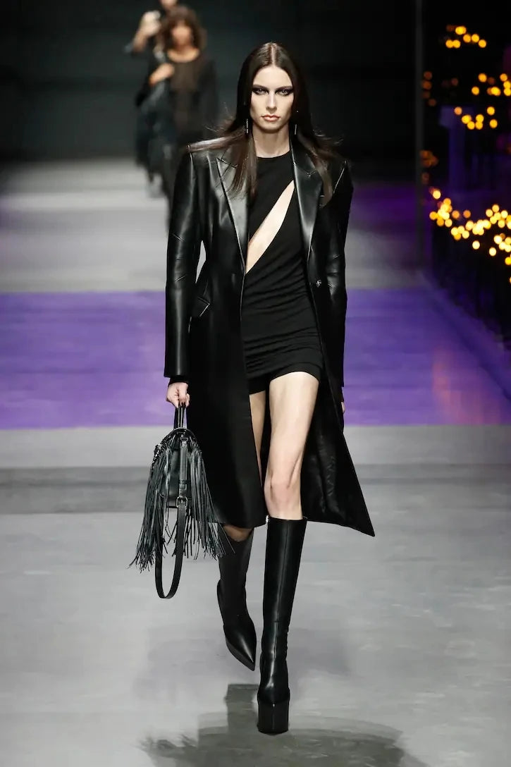 2025 New black platform knee high boots fashion Pointed toe skinny calf knee high boots Side zipper Riding boots