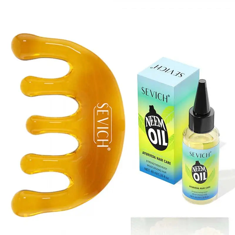 Sevich India Hair Growth Oil And Scalp Massager Comb Tool Set Ayurveda Neem Growth Oil Herbal Anti Hair Loss Treatment...