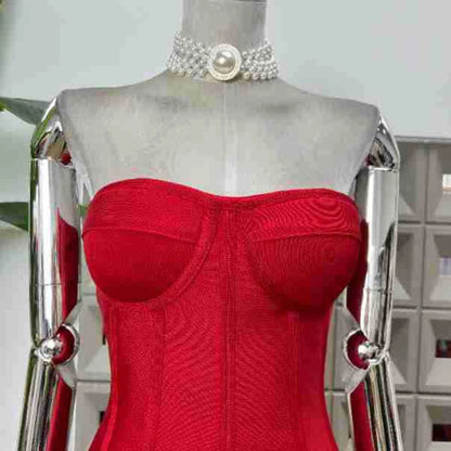 Sexy Strapless Bodycon Dresses for Women 3D Floral Fashion Party Evening Club Bandage Dress Formal Elegant Slim Birthday Gowns