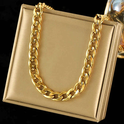 EILIECK 316L Stainless Steel Metal Chain Necklace For Women Fashion 18K Gold Plated Neck Chain Waterproof Jewelry Lady Gift