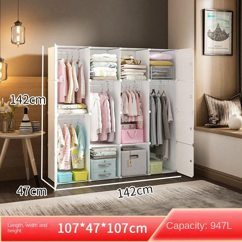 New Style Collapsible Bedroom Furniture Assemble Wardrobe Plastic Durable Clothes Cabinets Simplicity Large Space Storage Locker - Kimlud