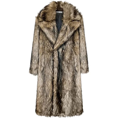 Men's fur coat, Wolf fur, fox fur, lapel long overcoat, winter windproof and warm windbreaker, large size | Kimlud...