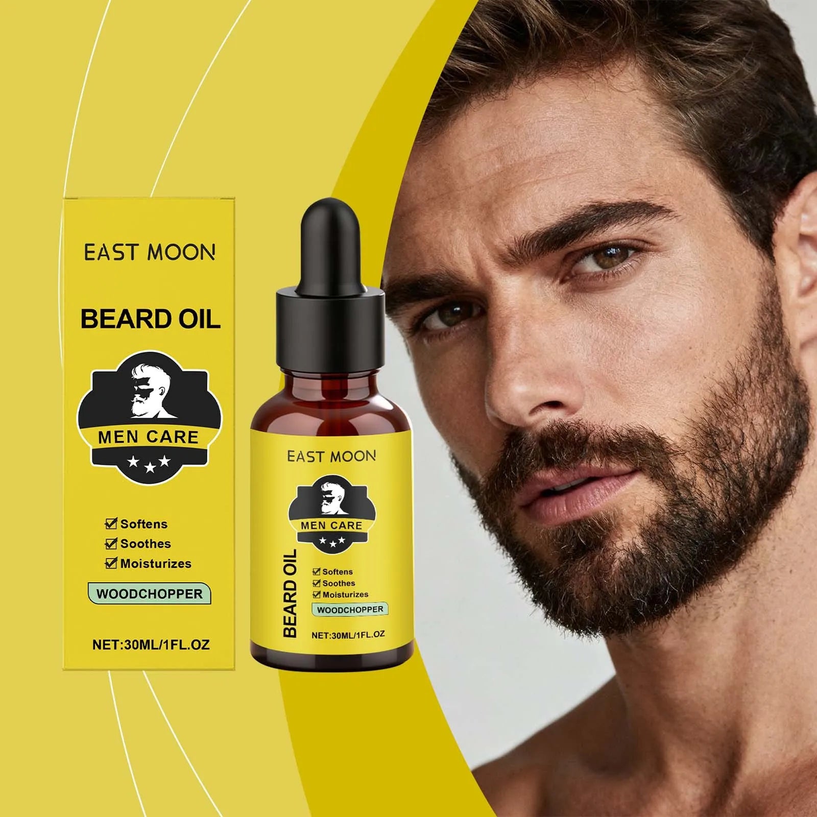 East Moon Men Beard Care Oil Effectively Nourish Quick Absorbing Grooming Soften Healthy Caring Natural Fragrance Beard...