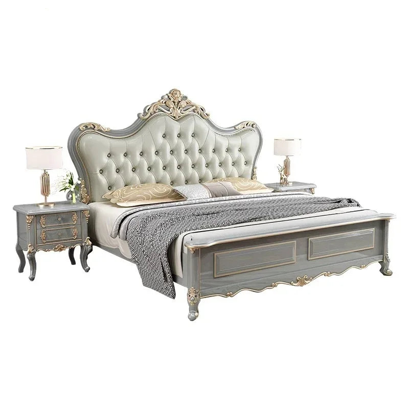 Vintage Modern Bed Multifonction Nordic Unique Queen French Bed Lounge Woode Headboard Camas Matrimonial Bedroom...