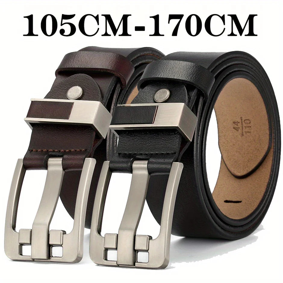 Long Large Plus Size 130 140 150 160 170cm Vintage Alloy Pin Buckle Men Belt High Quality Leather Luxury Straps Male Belt - Kimlud