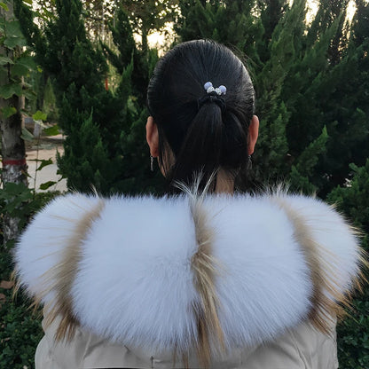 Super Large 100% Real Fox Fur Collar Hood Decor Fur Collar For Down Coat Women Winter Warm Fur Scarf Shawl Luxury