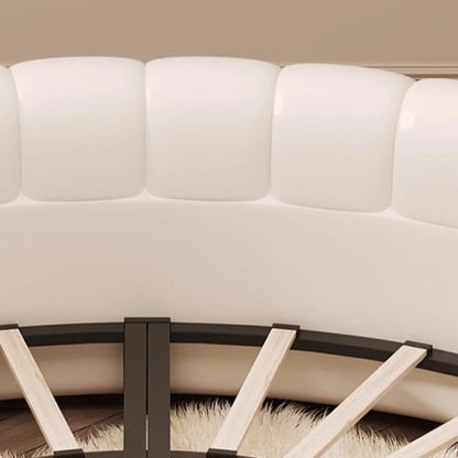double wedding Round bed modern simple leather apartment queen beds European style base de cama matrimonial home furniture
