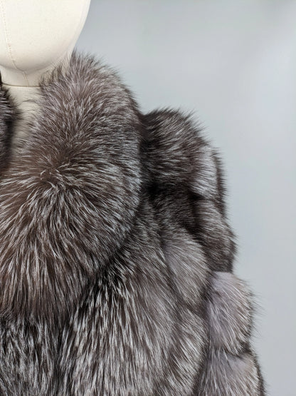 Women Genuine Natural Golden Island Fox Fur Coat with fox fur collar For Winter Fashion Short Jacket