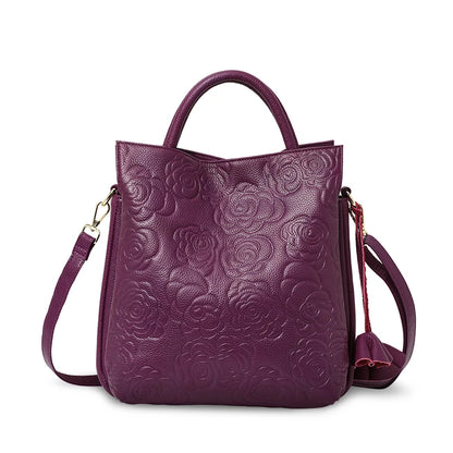 Fashionable and luxurious woven pattern casual versatile black woven pattern daily commuting cowhide women's handbag