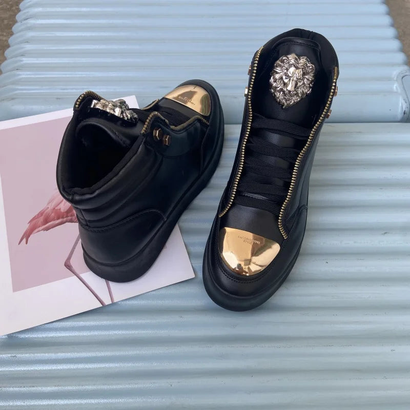 Zip decoration casual sneaker designer shoes for man luxury brand trainers running shoes high top sports casual ankle boots men - Kimlud