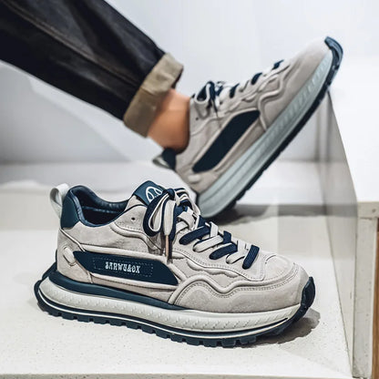 Color-Block Dad Shoes Men's Spring Autumn New Style Thick Bottom Sports Shoes Casual Running Shoes Low Cut Breathable Mesh - Kimlud