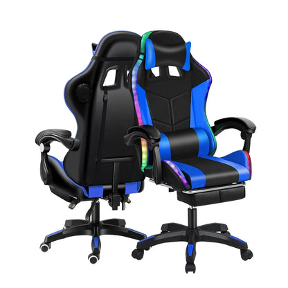 Gaming Chair with Bluetooth Speakers and Led Lights, Massage Gamer Chair with Footrest High Back and Lumbar, Customized