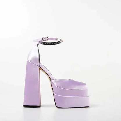 Round Toe Beige High Heels 2024 Basketball Platform Women's Shoes With Straps Sexy Pump 12cm Latest Buckle Casual Square Crossdr