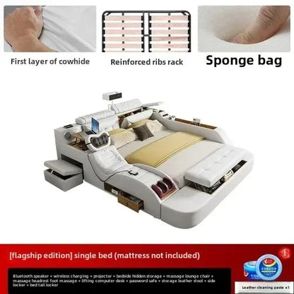 Korean Modern Luxury Bed European Nature Luxury Bedroom Human Bed Design Multifunctional Bedroom Camas King Size Home Furniture - Kimlud