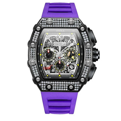 Unique Fashion Design Diamond Inlaid Men's Watch ONOLA Luxury Full-automatic Mechanical Waterproof Tape Watches Men clock