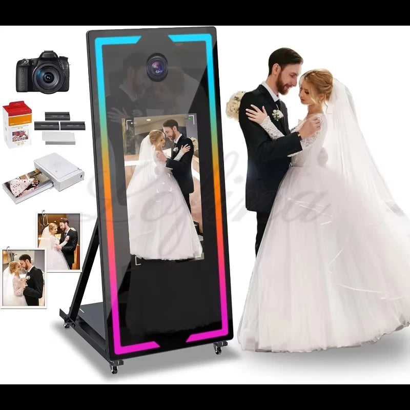 with RGB Touch Screen DSLR Photobooth Portable 32 inch 65 inch Mirror magic Selfie Photo Booth Machine For Wedding Party...