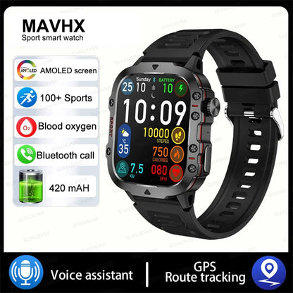 2024New Rugged Military Fitness Smart Watch Men For Android Xiaomi IOS 3ATM Waterproof Sport Ai Voice Calling Smartwatch Outdoor