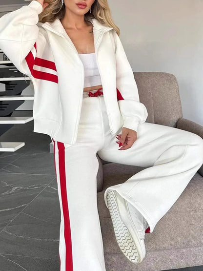 Fashion Two-piece Women's White Sports Suit Loose Sports Shirt+casual Pants Sets Sportswear Women Clothes Tracksuit Women Outfit