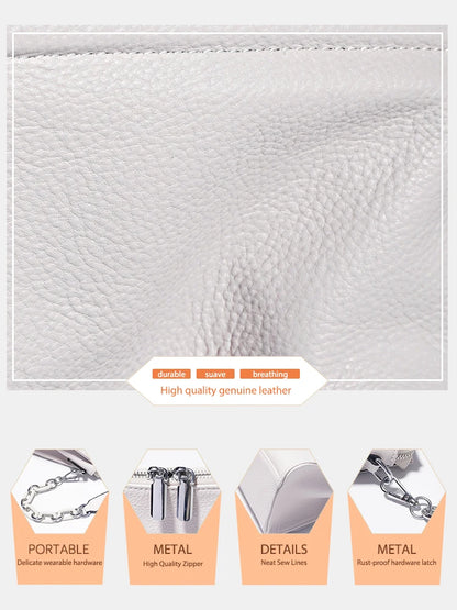 Zency Acrylic Chain Handbag Soft Leather Top-Handle Women's Luxury Small Underarm Crossbody Bag White Fashion Shoulder |...
