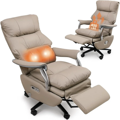 Ergonomic Executive Office Chair with Footrest Sustainable Leather Electric Reclining Massage Home Desk Chair