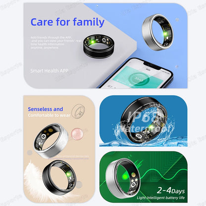 New Blood Pressure Sleep Health Monitor Smart Ring Sport Remote Camera smartring IP68 Waterproof Care for family Rings Men Women