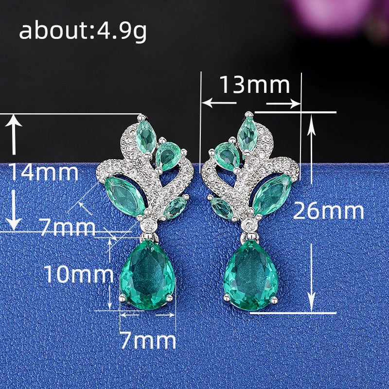 Huitan Gorgeous Green CZ Dangle Earrings for Women New Trendy Wedding Engagement Female Earrings Elegant Accessories...