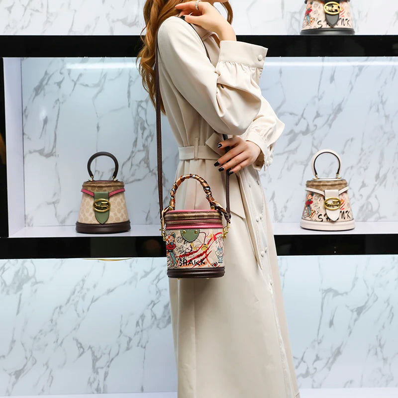 Women's handbag 2023 new fashion designer cylinder bag handbag single shoulder crossbody women's bag small bag | Kimlud...
