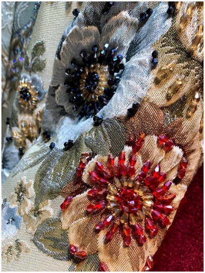 Vintage Embroidery Heavy Rhinestone Trench Coat for Women 2024 Spring Autumn New Fashion Luxury Long Sleeve Elegant Loose Coats