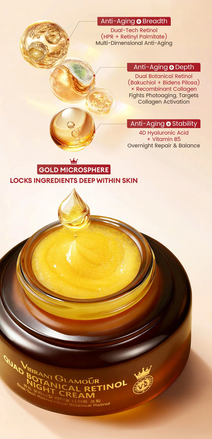 VIBRANT GLAMOUR Quadruple Plant Retinol 3.0 Serum And Cream Set Night Anti-Wrinkle Firming Korean Skincare Products |...