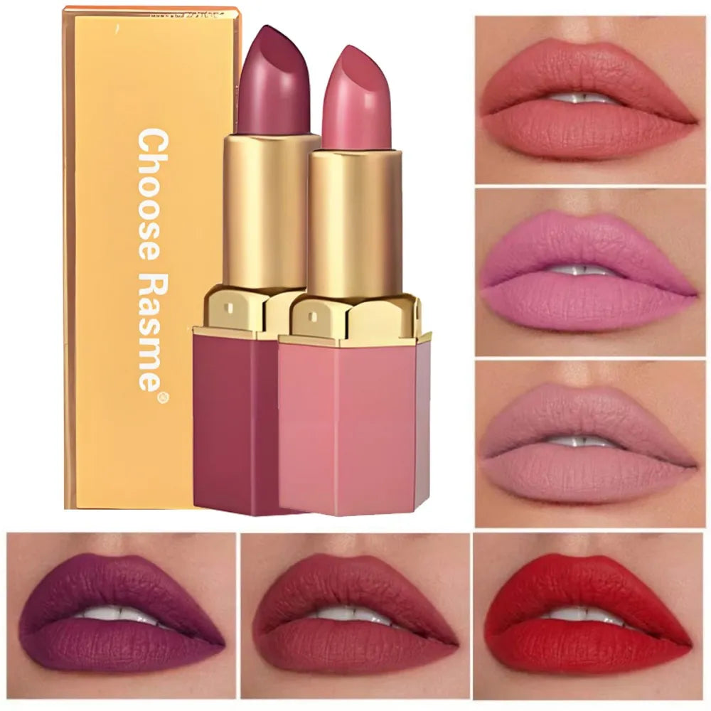 6-Color Matte Lipstick Set, Non-Fading, Non-Stick Cup Long-Lasting Velvet Finish, Smooth Matte Lip Color Waterproof Smudge-proof - Kimlud