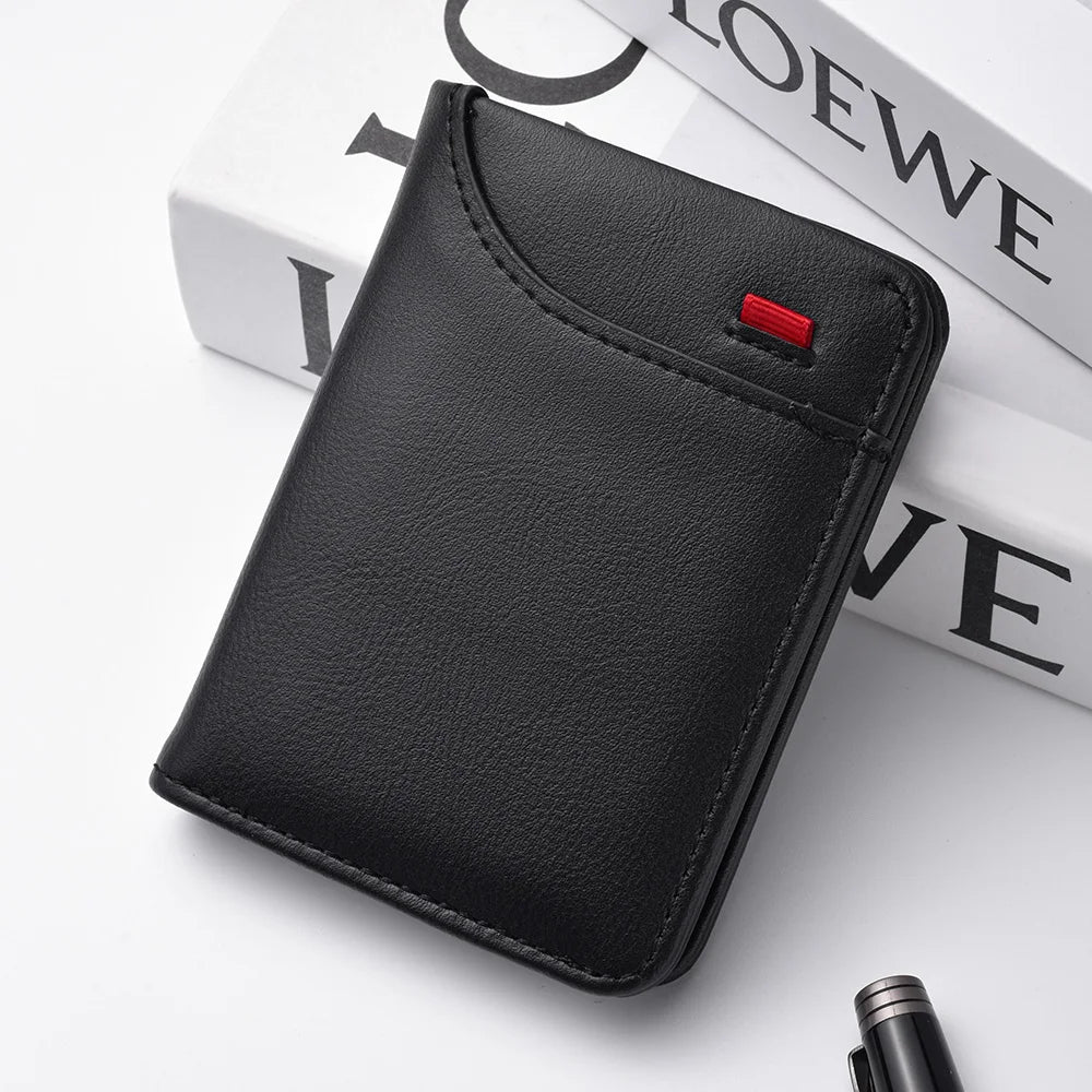 1Pc New Ultra-thin Mini Soft PU Leather Credit Card Wallet Holder Short Vertical High Quality Men's Wallet - Kimlud