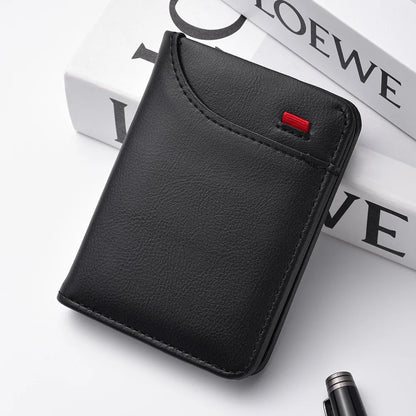 1Pc New Ultra-thin Mini Soft PU Leather Credit Card Wallet Holder Short Vertical High Quality Men's Wallet - Kimlud