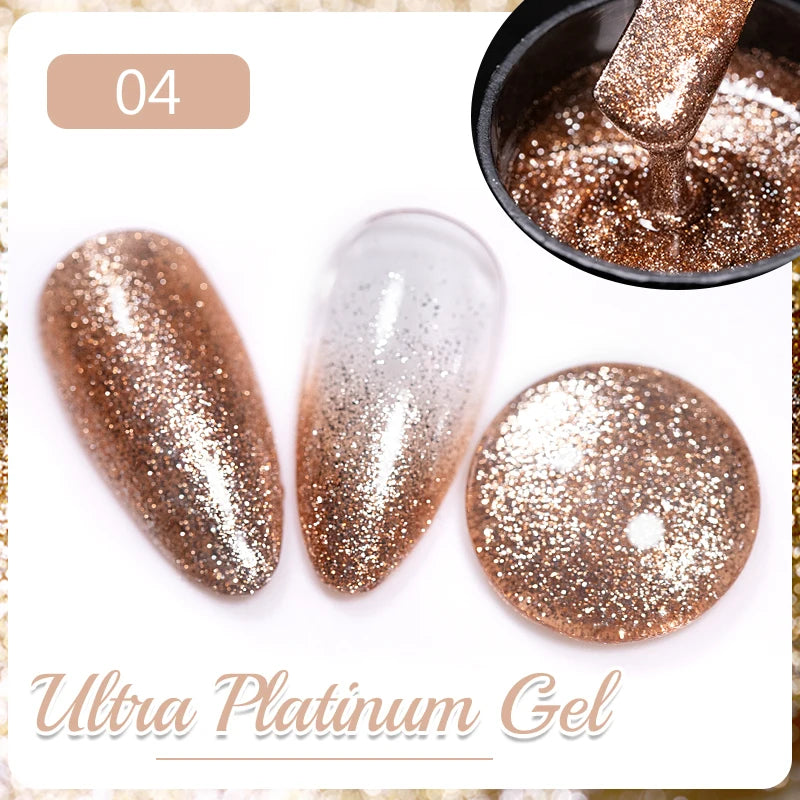 7.5ML Sparkling Reflective Glitter Gel Nail Polish Pink Purple Red Blue Colors Dark Flashing Nail Gel Soak Off UV Nail Varnish