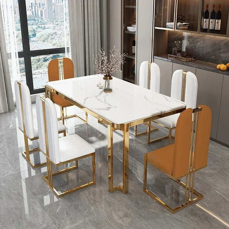 Flexible Luxury Table Chairs Modern Leg Metal Design Rectangular Dining Table Space Saving Funky Table A Manger Unique Furniture